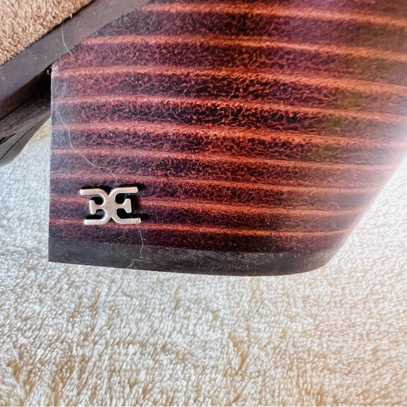 SAM EDELMAN JANE BLOCK HEEL TAN SUEDE LEATHER SNIP TOE ANKLE BOOTS SIZE 8.5 NWT - Picture 7 of 11